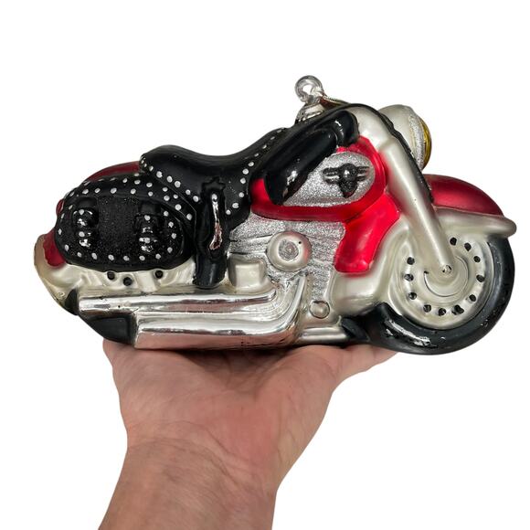 Dept 56 Harley Davidson Motorcycle Ornament Large Handblown Glass Collectible - Picture 15 of 16